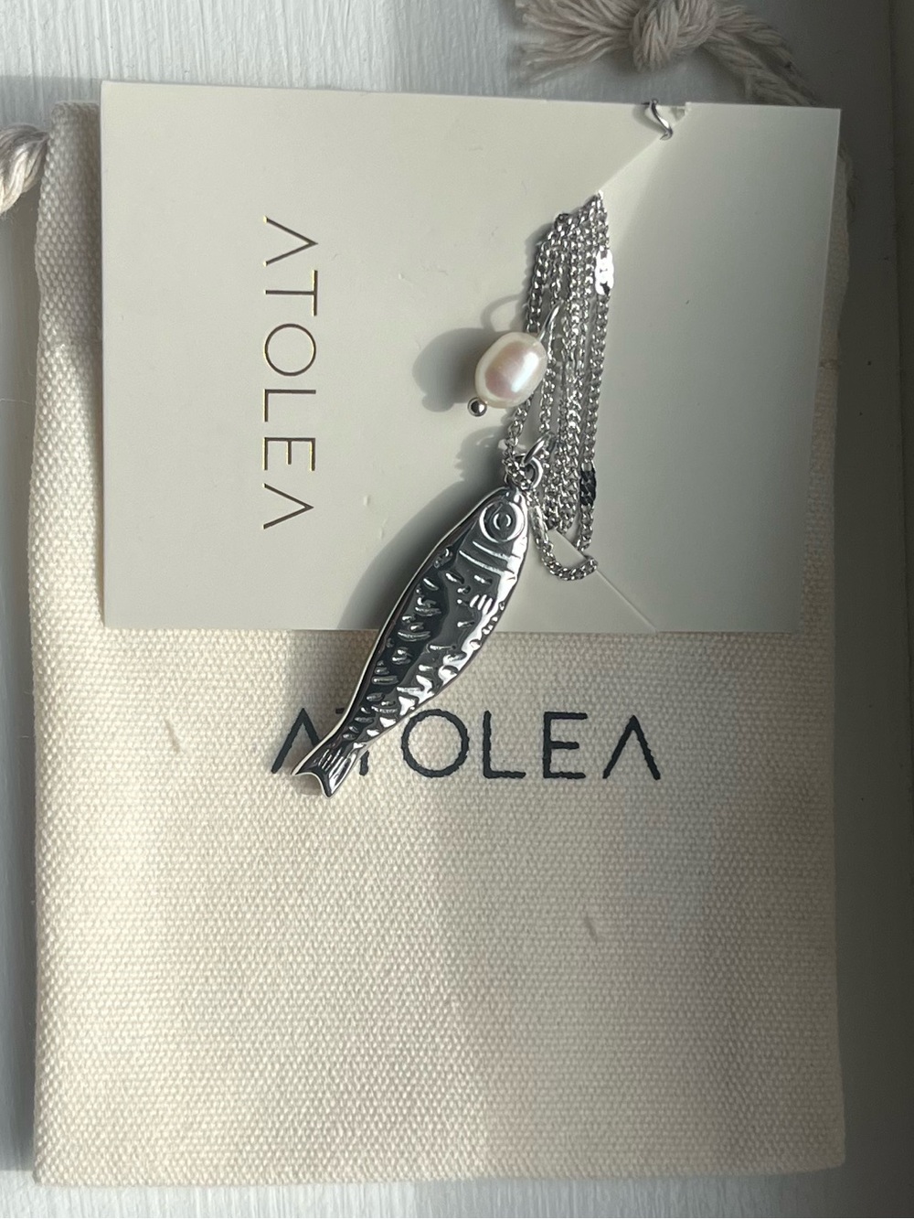 Atolea Fish Pendant Necklace With Pearl Accent